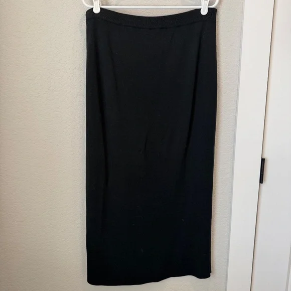 Eileen Fisher Black Wool Knit Midi Skirl Size Large - Picture 4 of 5